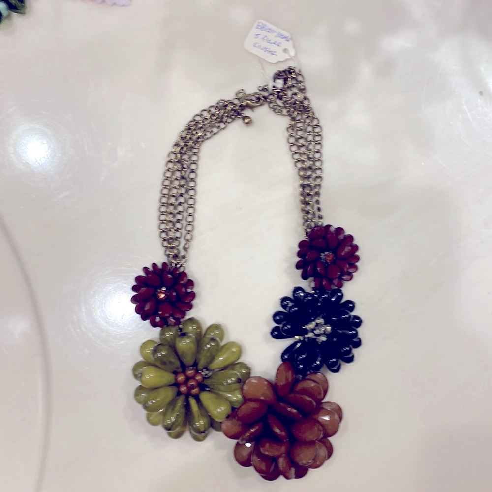 Flower Cluster Statement Necklace